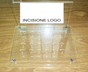 Espositore in plexiglass e legno sigaretta elettronica prova liquidi 24 posti