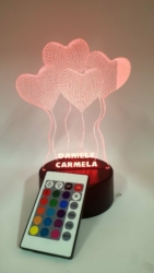 lampada 3d Cuori