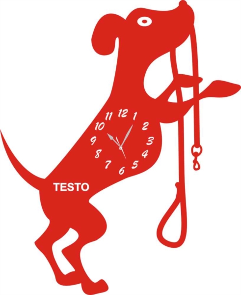 Orologio da Parete a Forma di Cane in Legno e Plexiglass 