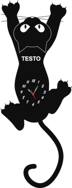Orologio da Parete a Gatto che si arrampica n Legno e Plexiglass 