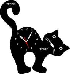 Orologio da Parete a Forma di Gatto Legno e Plexiglass 