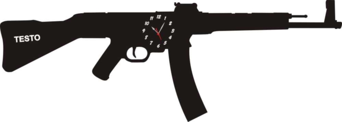 Orologio da Parete a Forma di Kalashnikov Legno e Plexiglass 
