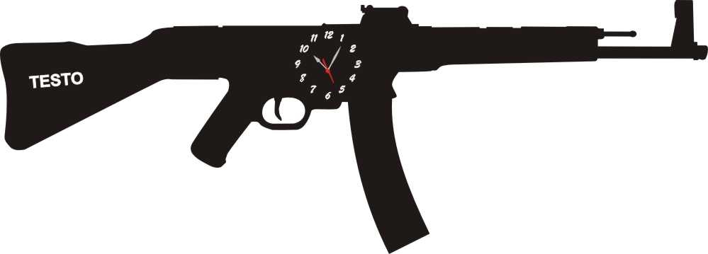 Orologio da Parete a Forma di Kalashnikov in Legno e Plexiglass 