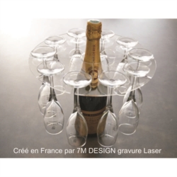 Supporto porta flute champagne prosecco spumante in Legno o Plexiglass 