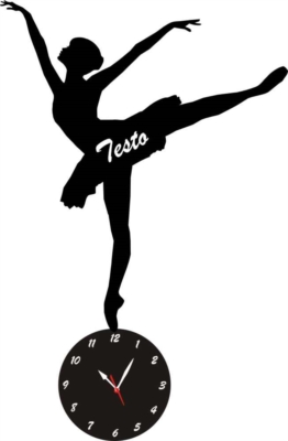 Orologio da Parete a Forma di Ballerina con tutu2 in Legno e Plexiglass 
