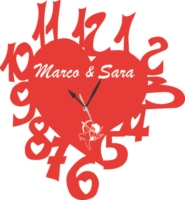 Orologio da Parete a Forma di Cuore San Valentino con incisione vostri nomi Legno o Plexiglass